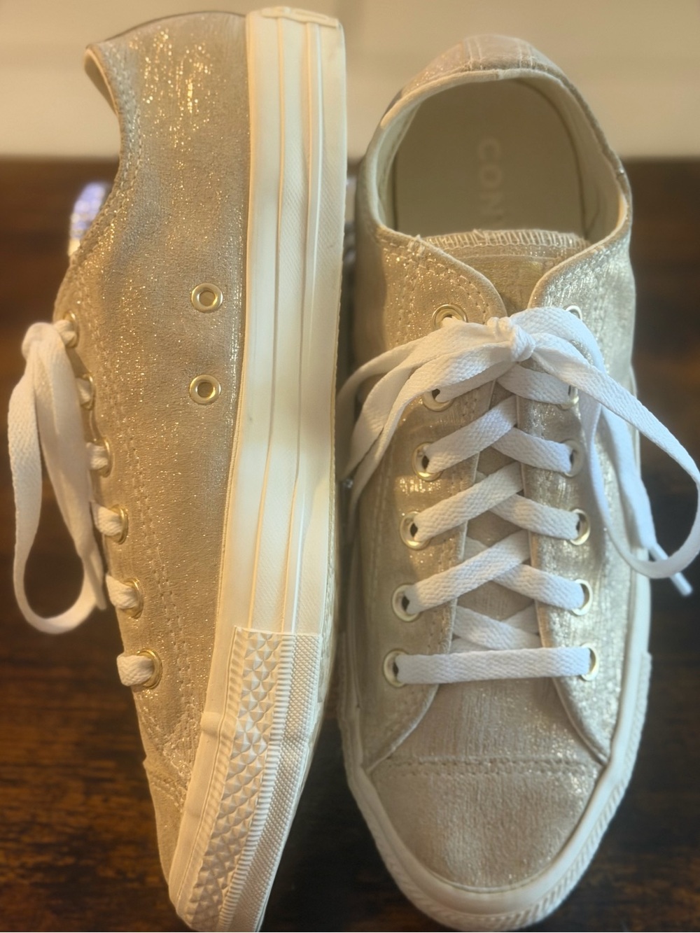 Converse All Star Metallic Gold Shimmer Low Top Sneakers EUC
